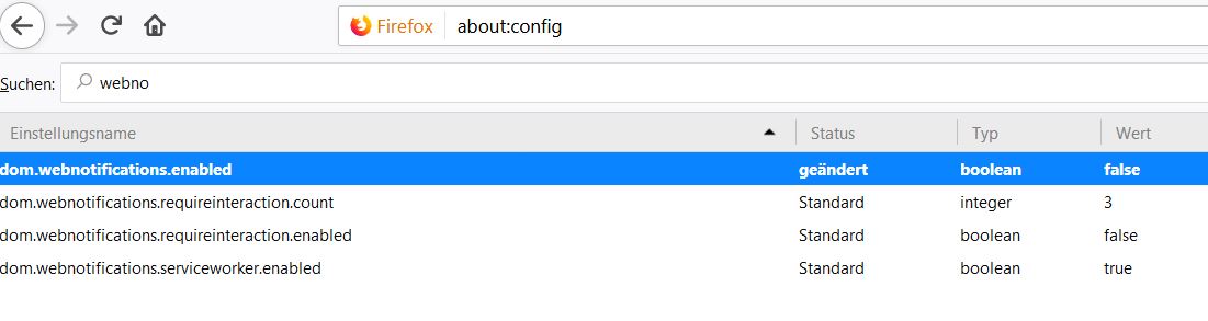 Firefox Benachrichtigungen deaktivieren