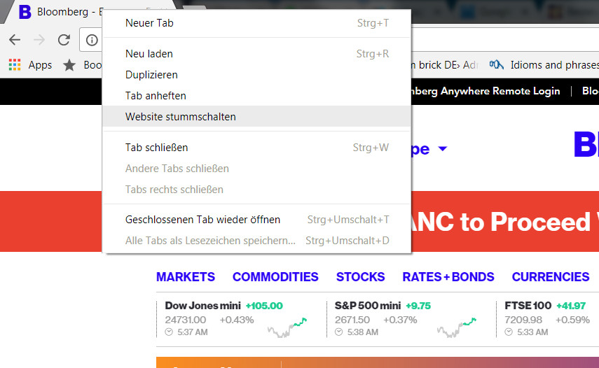 Google Chrome Webseiten stummschalten