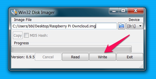 Das Backup Images des Raspberry Pi auf die SD-Karte schreiben