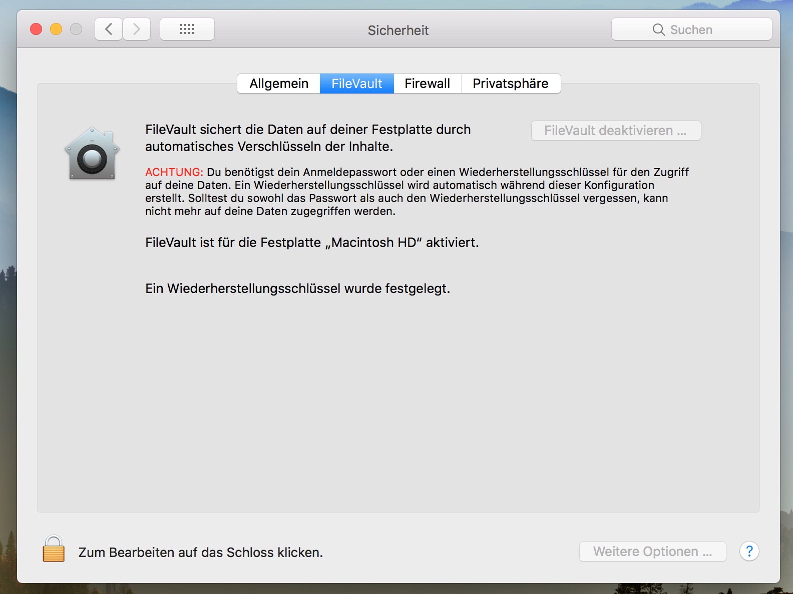 Der macOS FileVault verschlüsselt die Daten auf dem Mac
