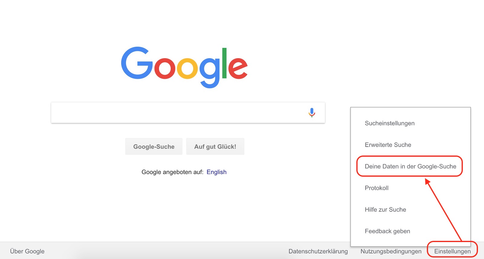 Einstellungen zur Google-Suche