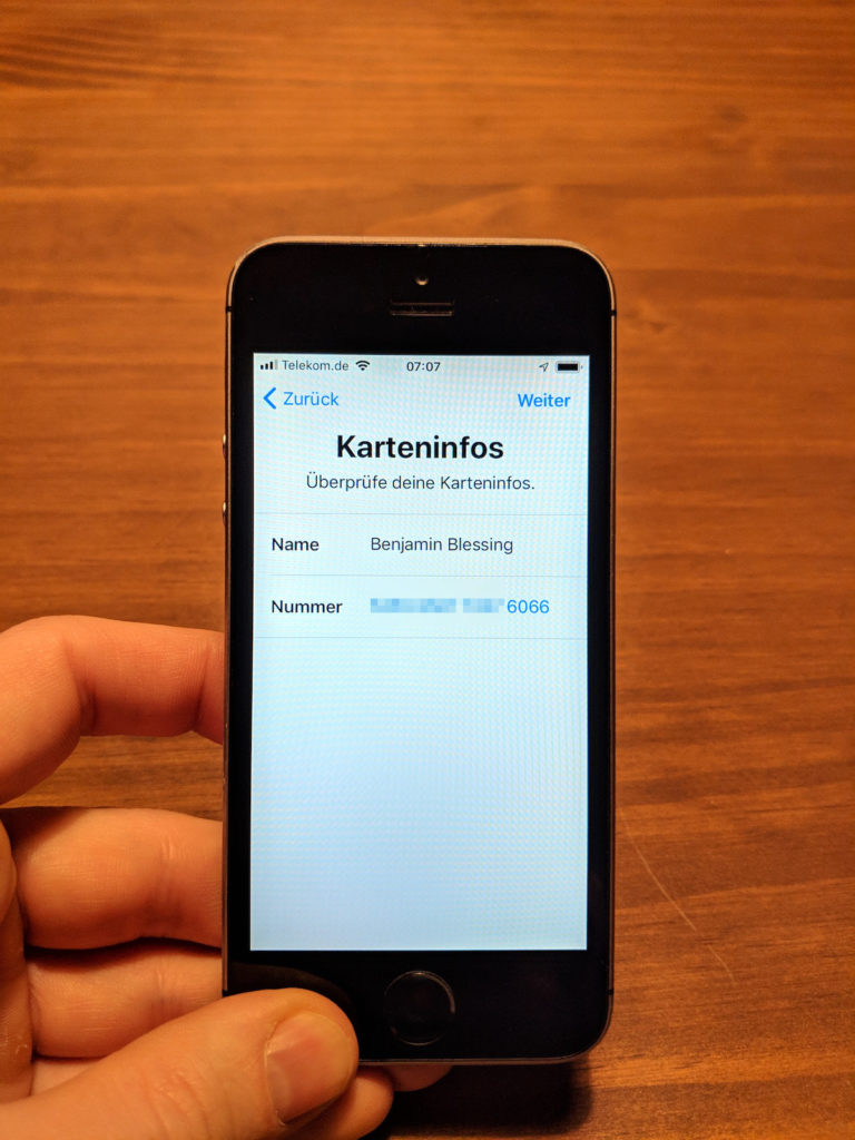 Kartendaten in Apple Wallet