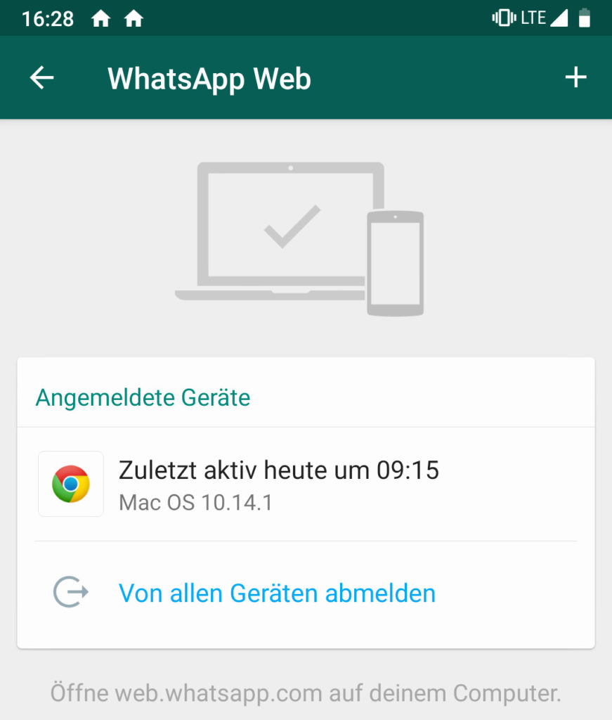 WhatsApp Web Verbindung trennen