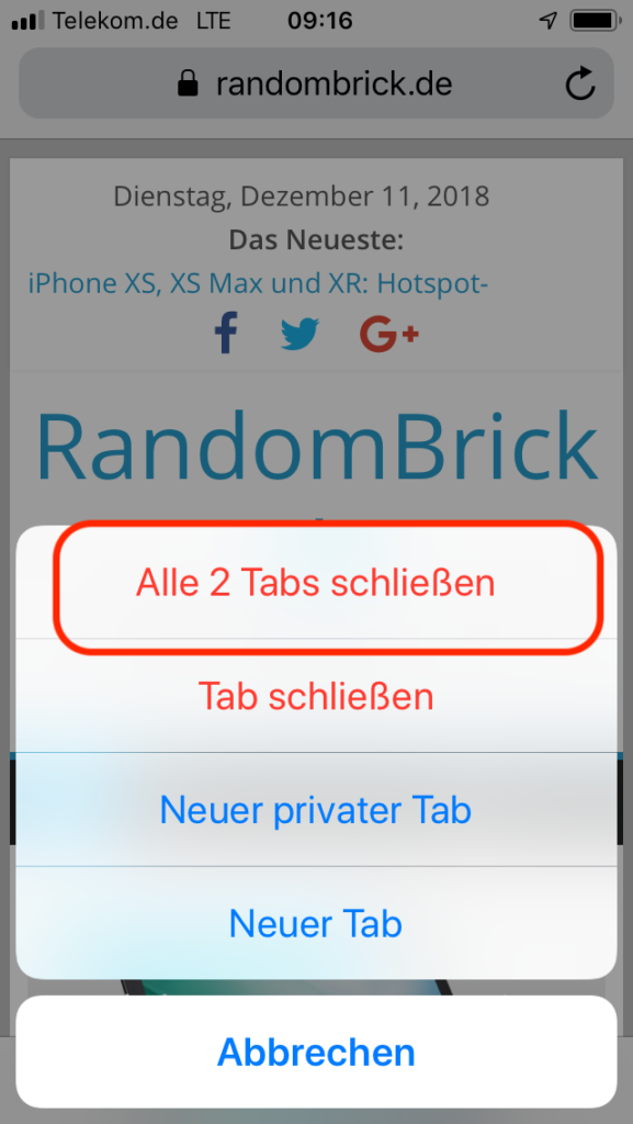 iPhone alle Tabs in Safari schließen