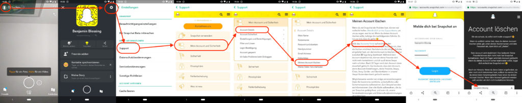 Snapchat Konto löschen, Snapchat Account löschen