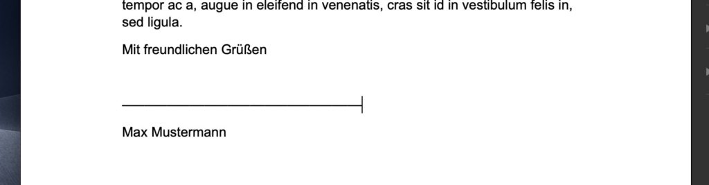 Apple Pages Feld für Unterschrift