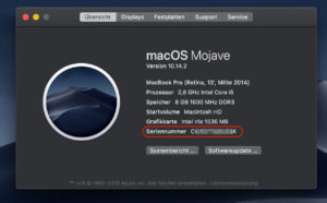 Seriennummer des Mac unter macOS anzeigen