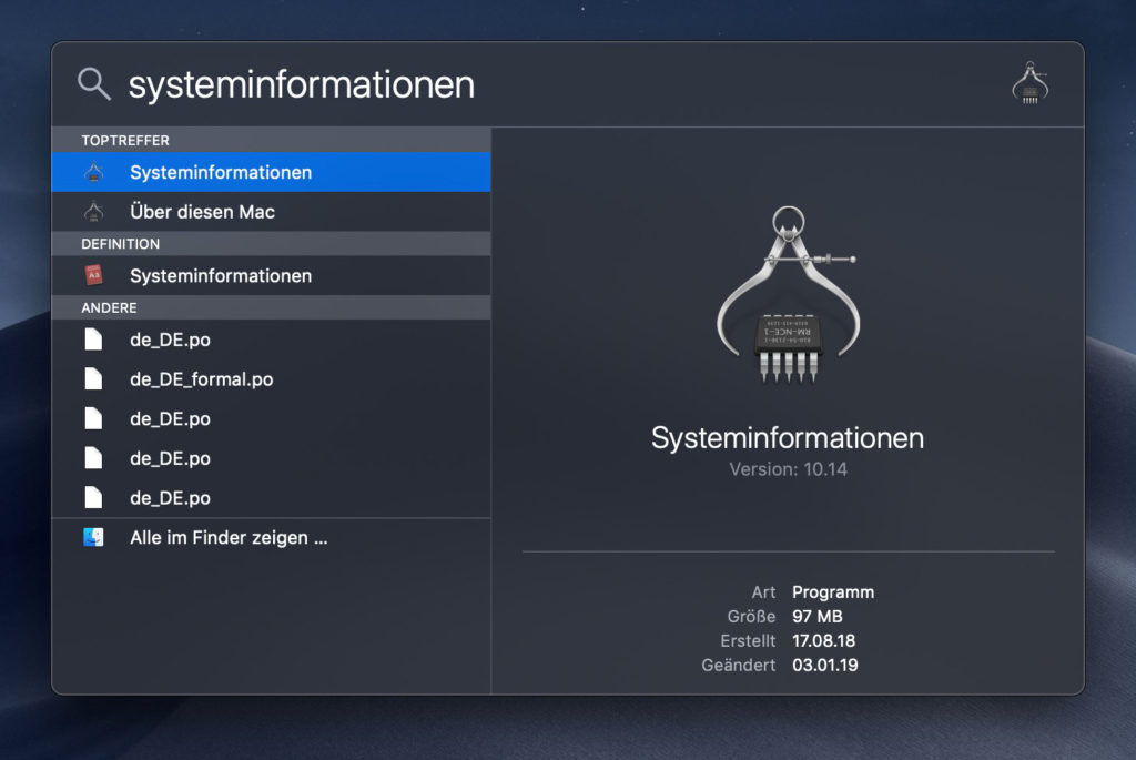 macOS Systeminformationen