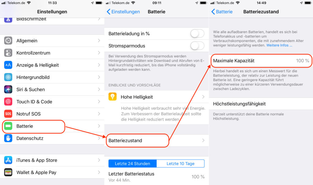 iPhone Batterie prüfen
