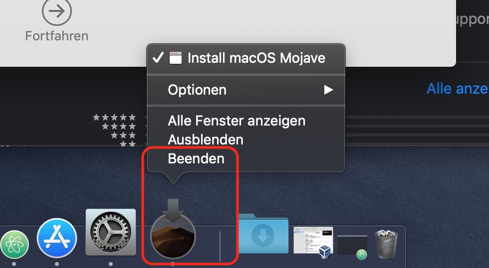 macOS Installation abbrechen