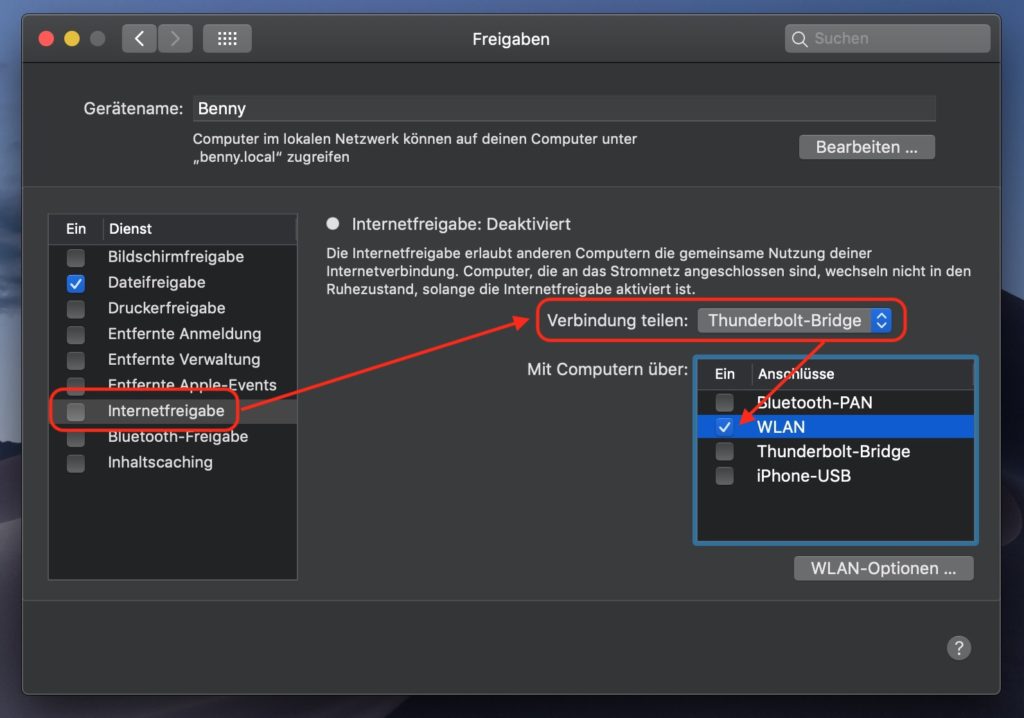 macOS Internetfreigabe
