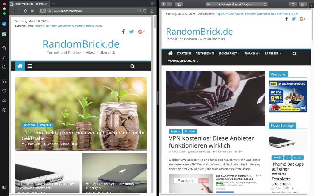 macOS Split Screen nutzen