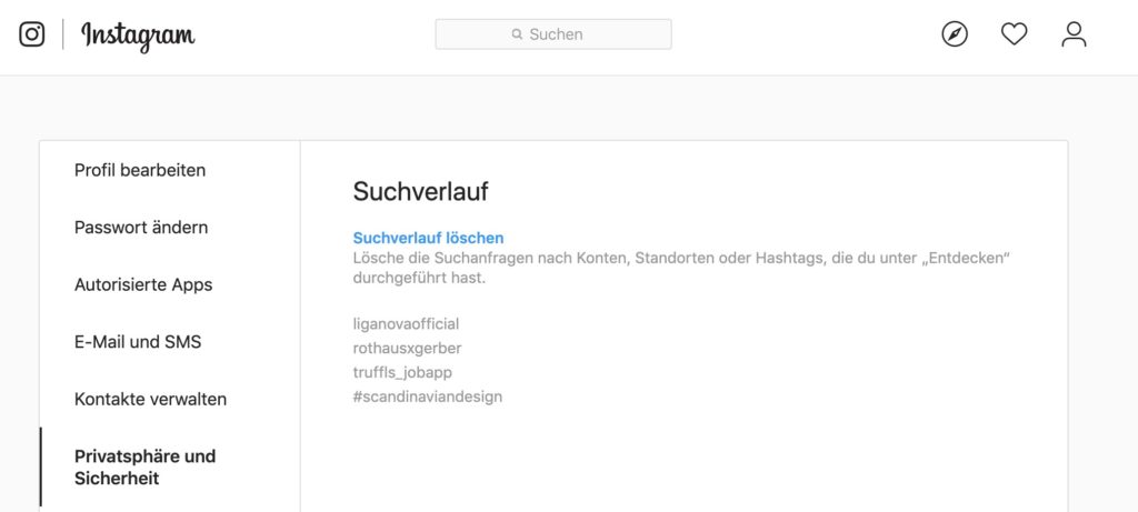 Instagram Suchverlauf anzeigen