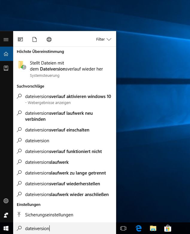 Windows 10 Dateiversionsverlauf einschalten
