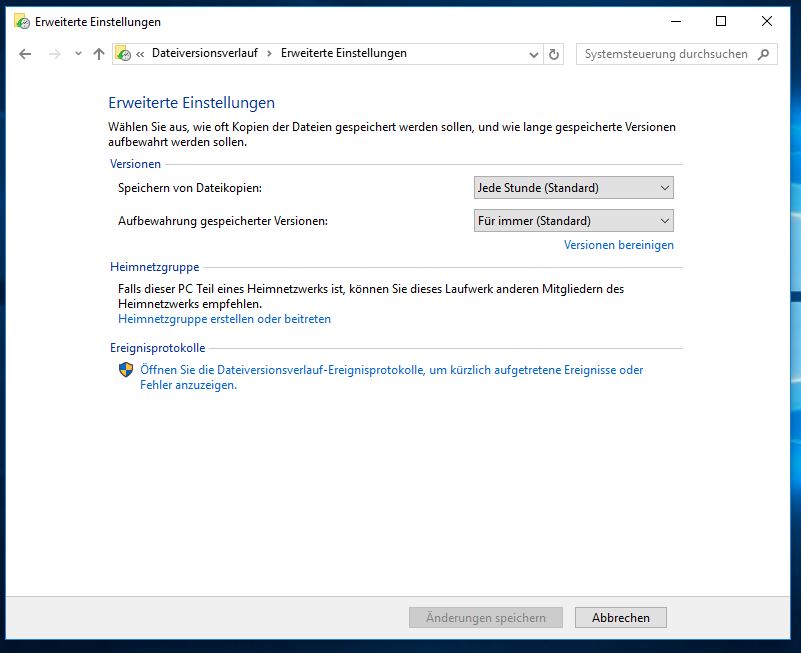 Windows 10 Dateiversionsverlauf einschalten