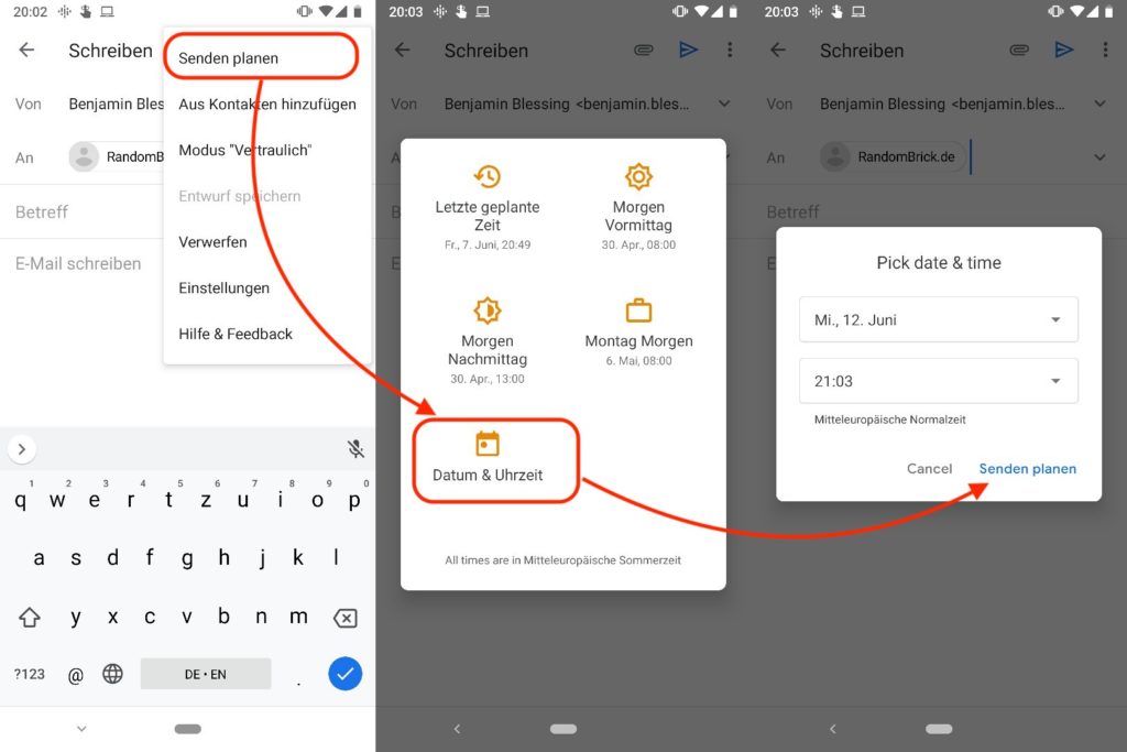 Gmail versenden planen