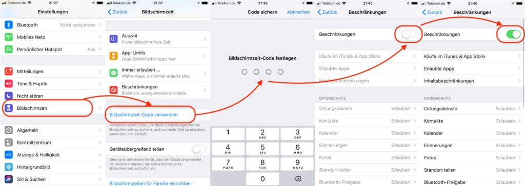 Kindersicherung auf dem iPhone einrichten