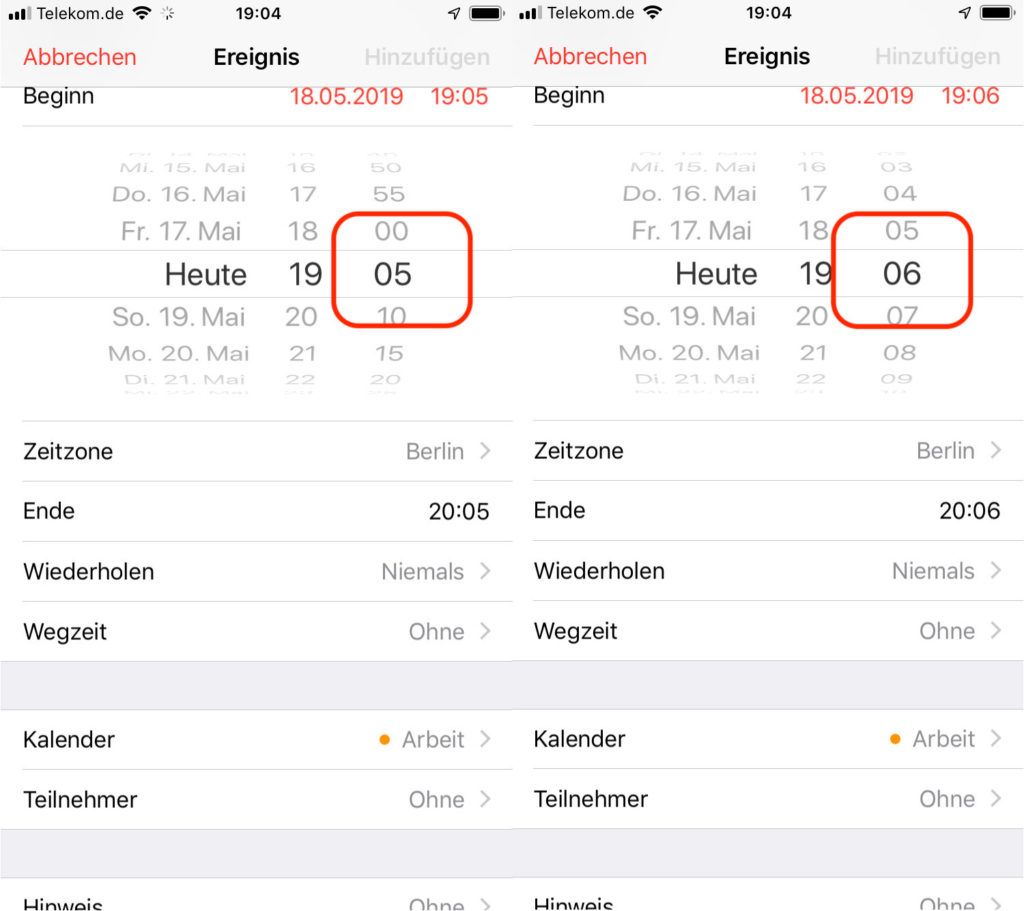 iPhone und iPad - Termin minutengenau eintragen