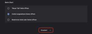 Google Chrome erweiterte Einstellungen