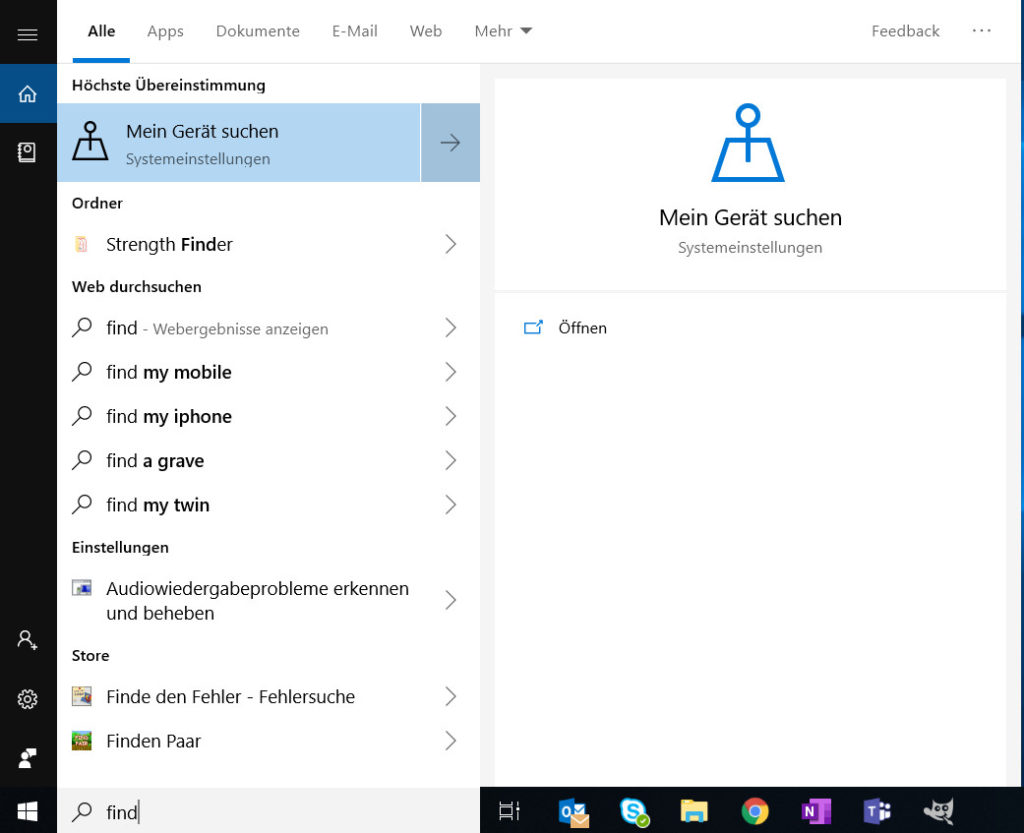 Windows 10 Mein Gerät suchen