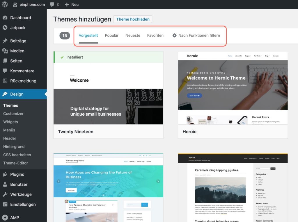 WordPress Theme finden