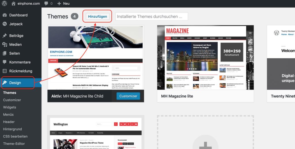 WordPress Theme installieren