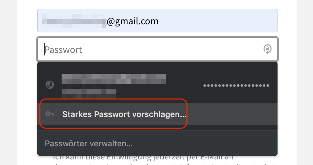 Google Chrome: Passwort vorschlagen