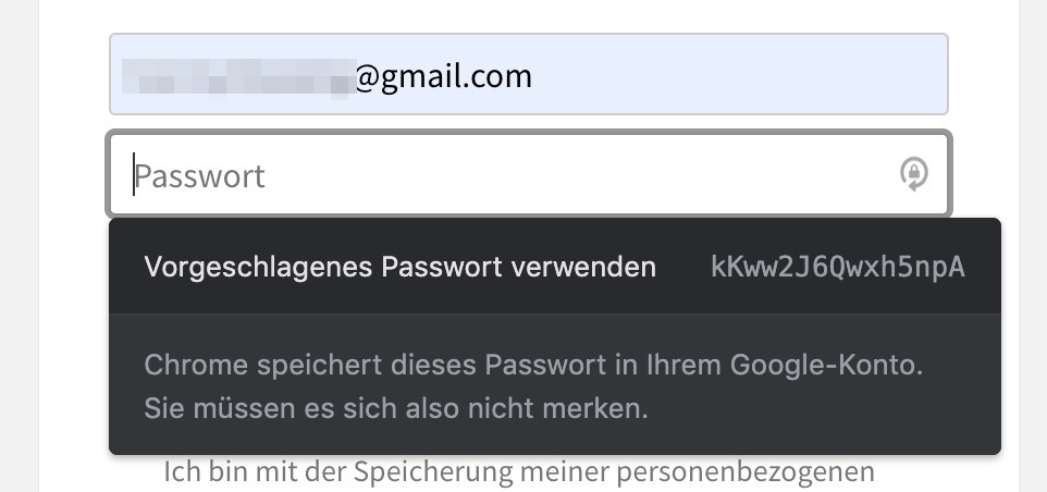 Passwort Vorschlag von Chrome verwenden