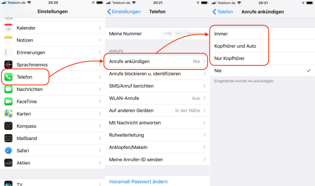iPhone Anrufe mit Siri ankündigen