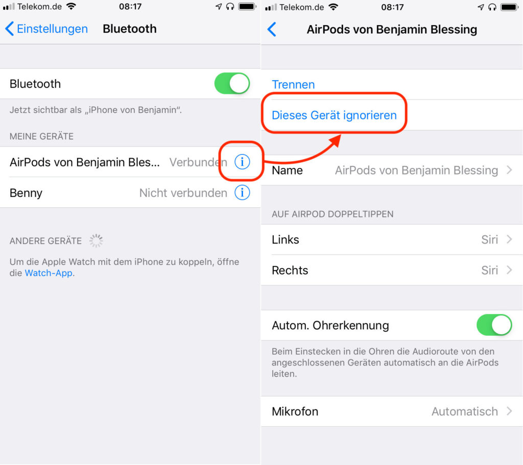 Apple AirPods zurücksetzen