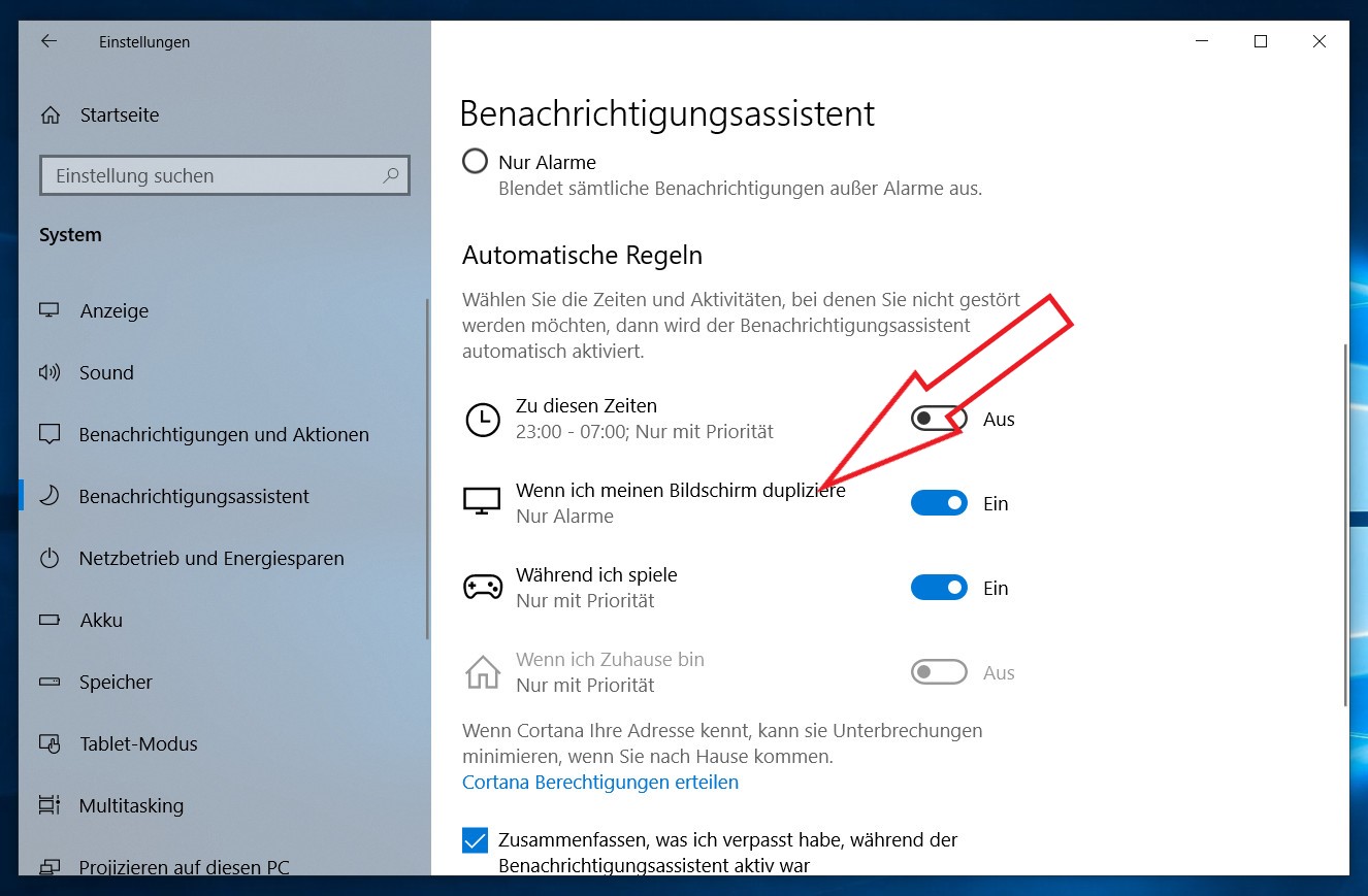 Windows 10 Benachrichtigungsassistent ausschalten RandomBrick.de