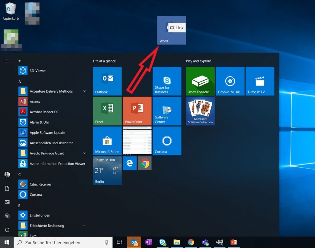 Windows 10 Desktop Verknüpfung