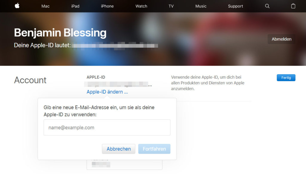 Apple-ID ändern