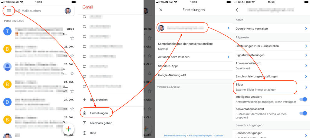Bilder in Gmail auf dem iPhone blockieren