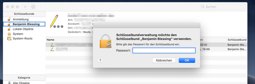 Mac Passwort für Schlüsselbund