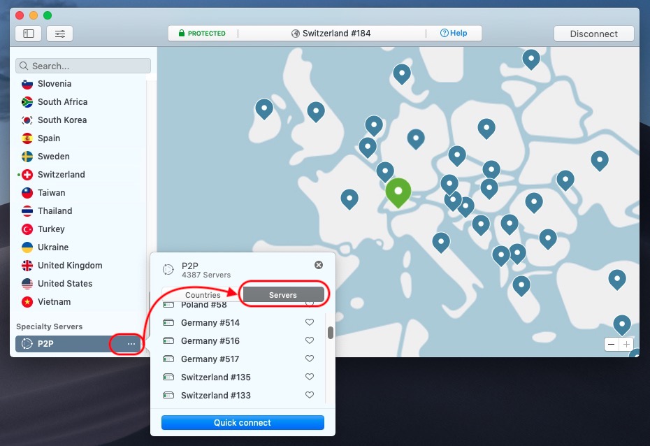 NordVPN P2P Server für Torrent