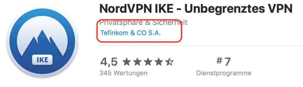 NordVPN im Apple App Store