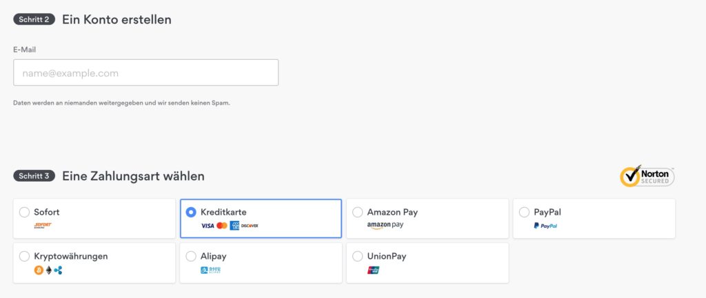Bezahlen bei NordVPN