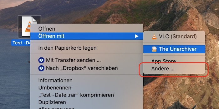 Datei öffnen mit unter macOS ändern