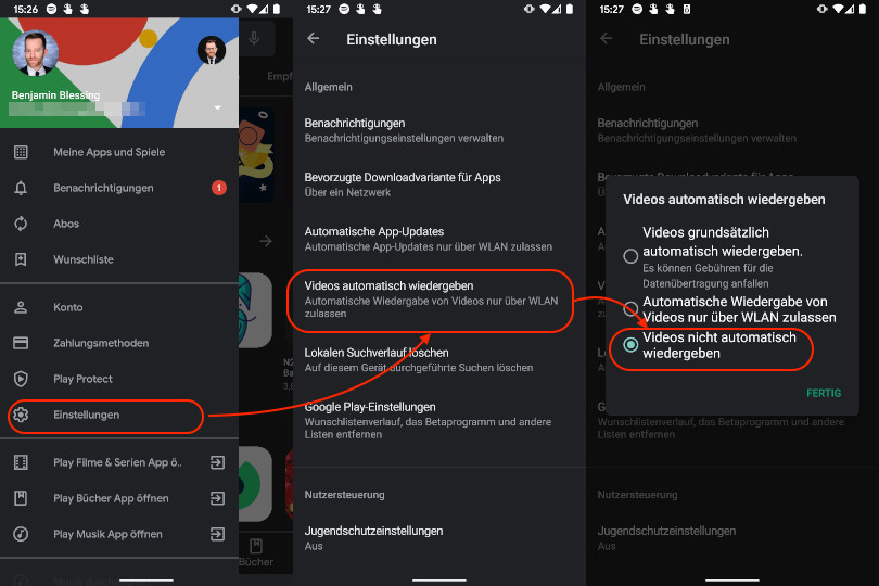 Google Play Store Videos Autoplay ausschalten