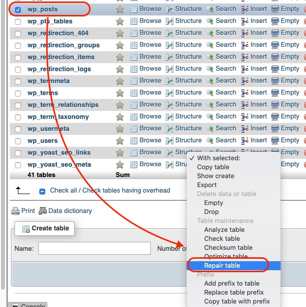 Datenbank in phpMyAdmin reparieren
