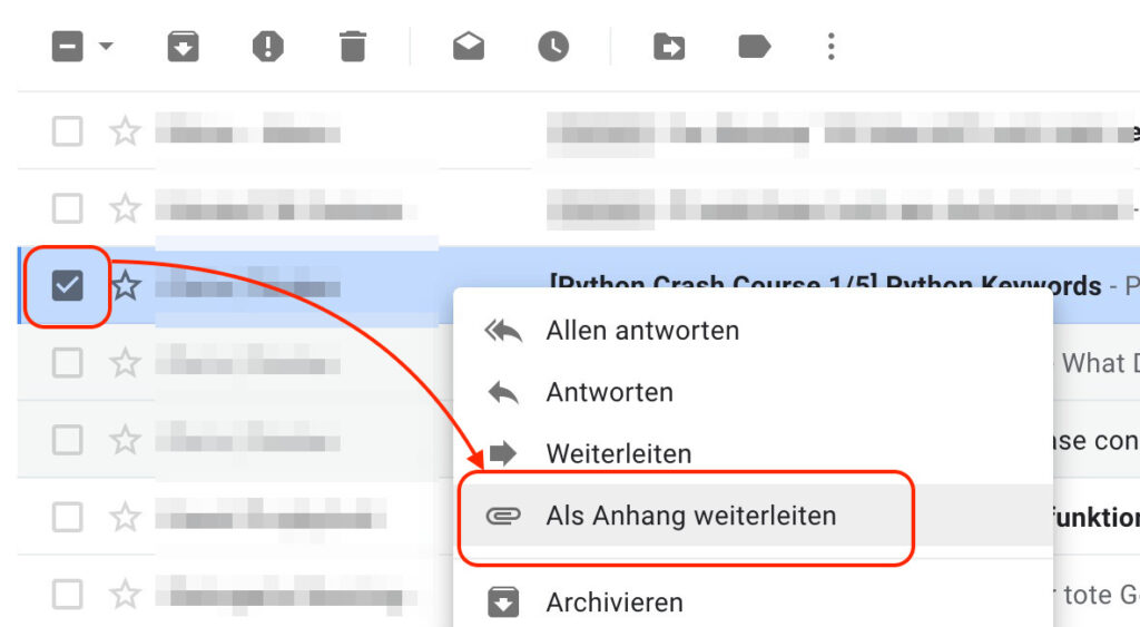 Gmail - E-Mails als Anhang verschicken 