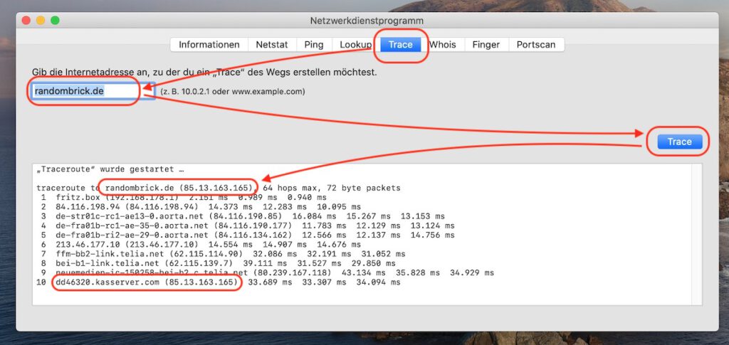 Mac - IP-Adresse einer Webseite unter macOS ermitteln