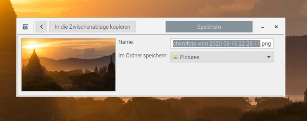 GNOME Screenshot speichern