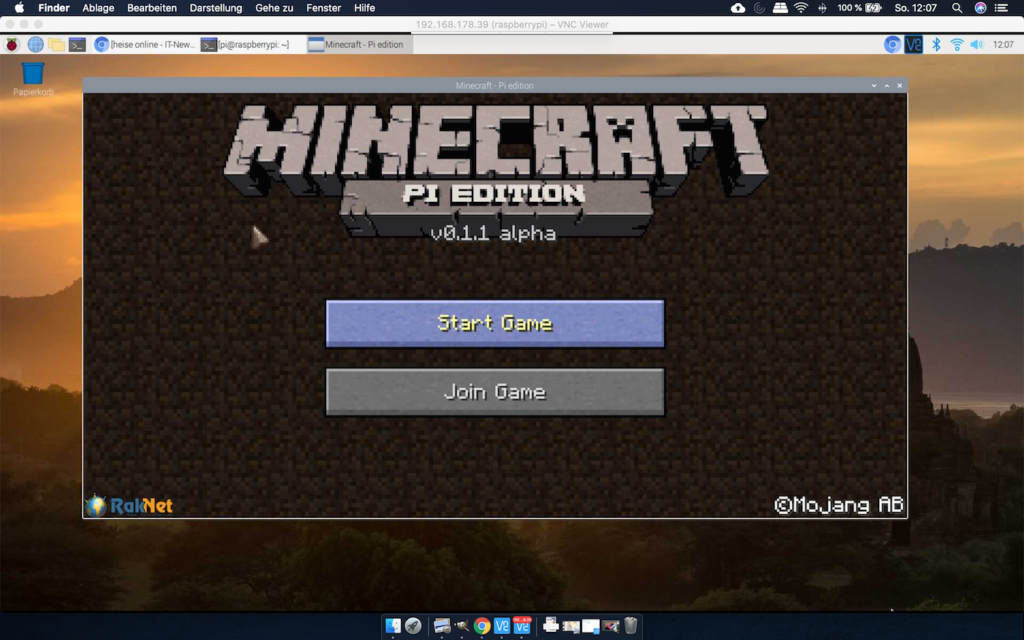 Raspberry Pi Minecraft über VNC