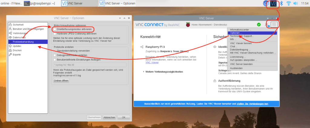 Raspberry Pi VNC Direkterfassung aktivieren
