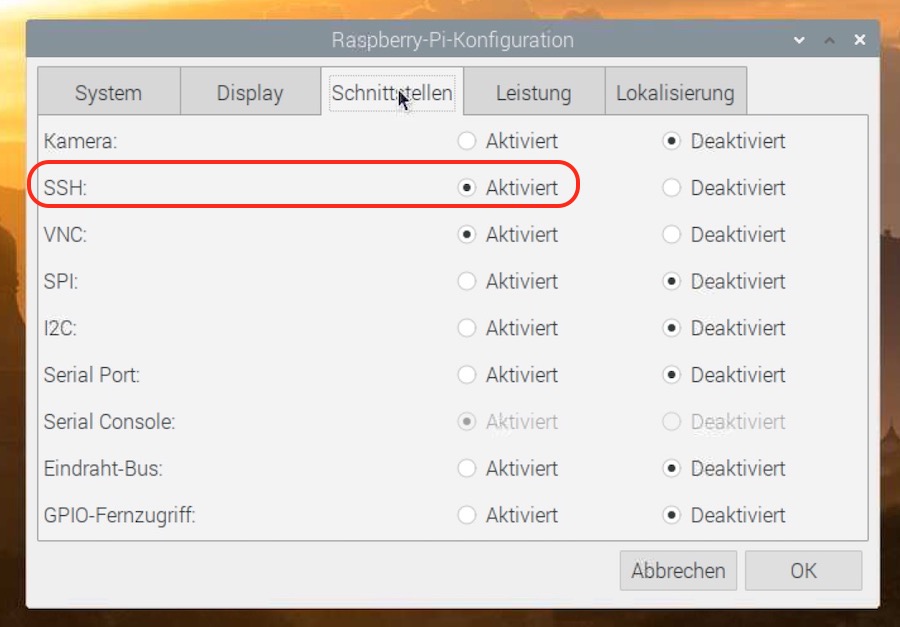 SSH auf dem Raspberry Pi aktivieren