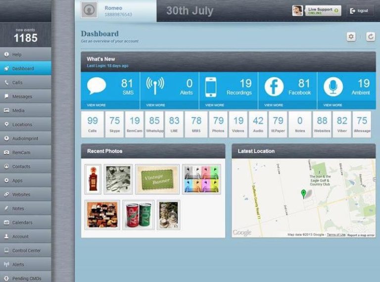 FlexiSpy Dashboard zum WhatsApp hacken