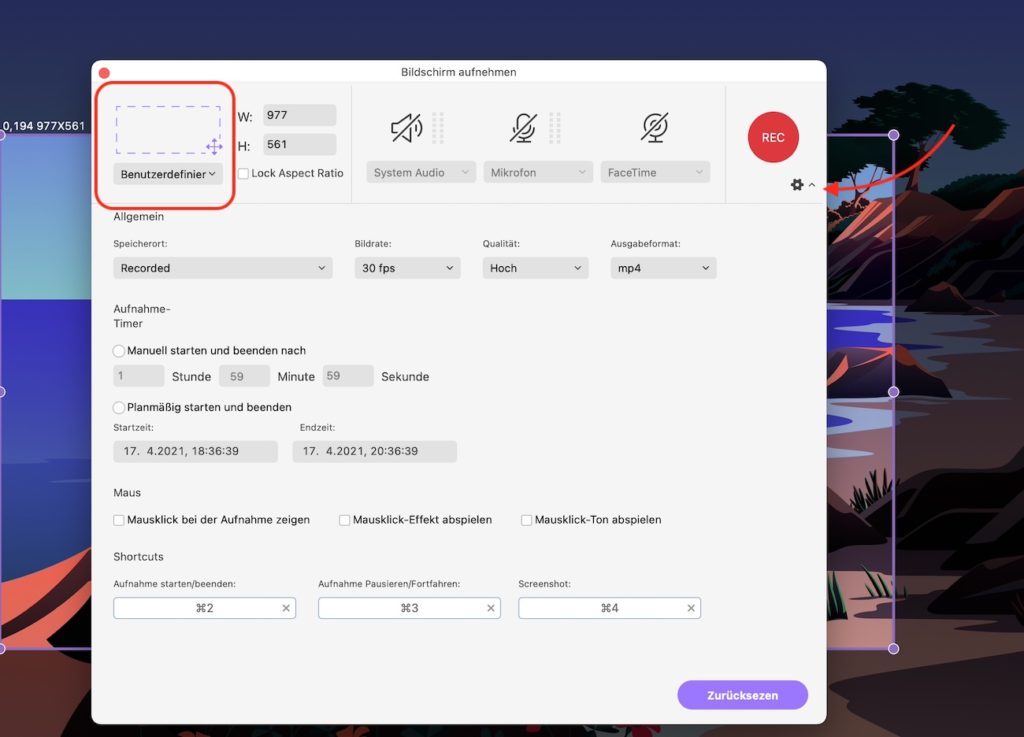 Wondershare UniConverter Bildschirm aufnehmen