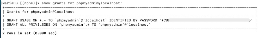 phpmyadmin Rechte